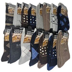 15 Pack Men’s Lamb Wool Crew Socks Warm Winter Soft Wool Blend Size 10-13